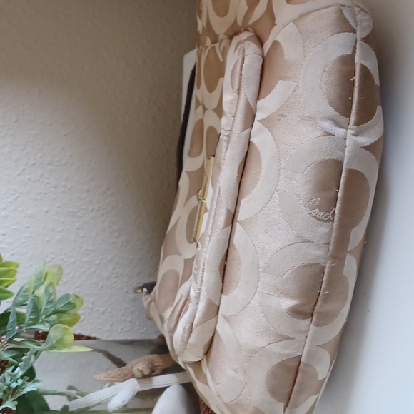 COACH Kristin Op Art Sateen Hobo Bag 19331 - Khaki/Mahogany - Picture 2 of 11